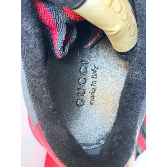 Gucci GG Double Screener Black/Red Sneakers 12 US (11.5 Gucci) 750048 IT NIB